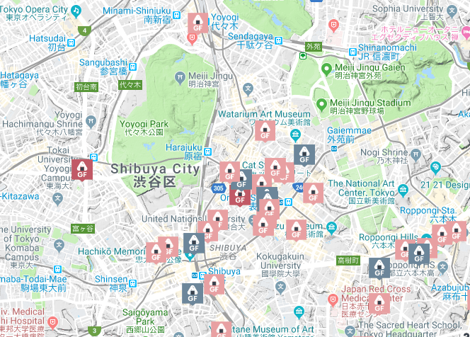 Gluten-free map for Gluten-Free Guide Japan.